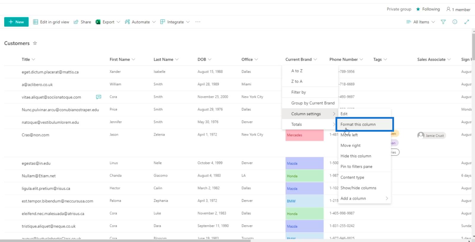 Tutorial de formatare a listei SharePoint