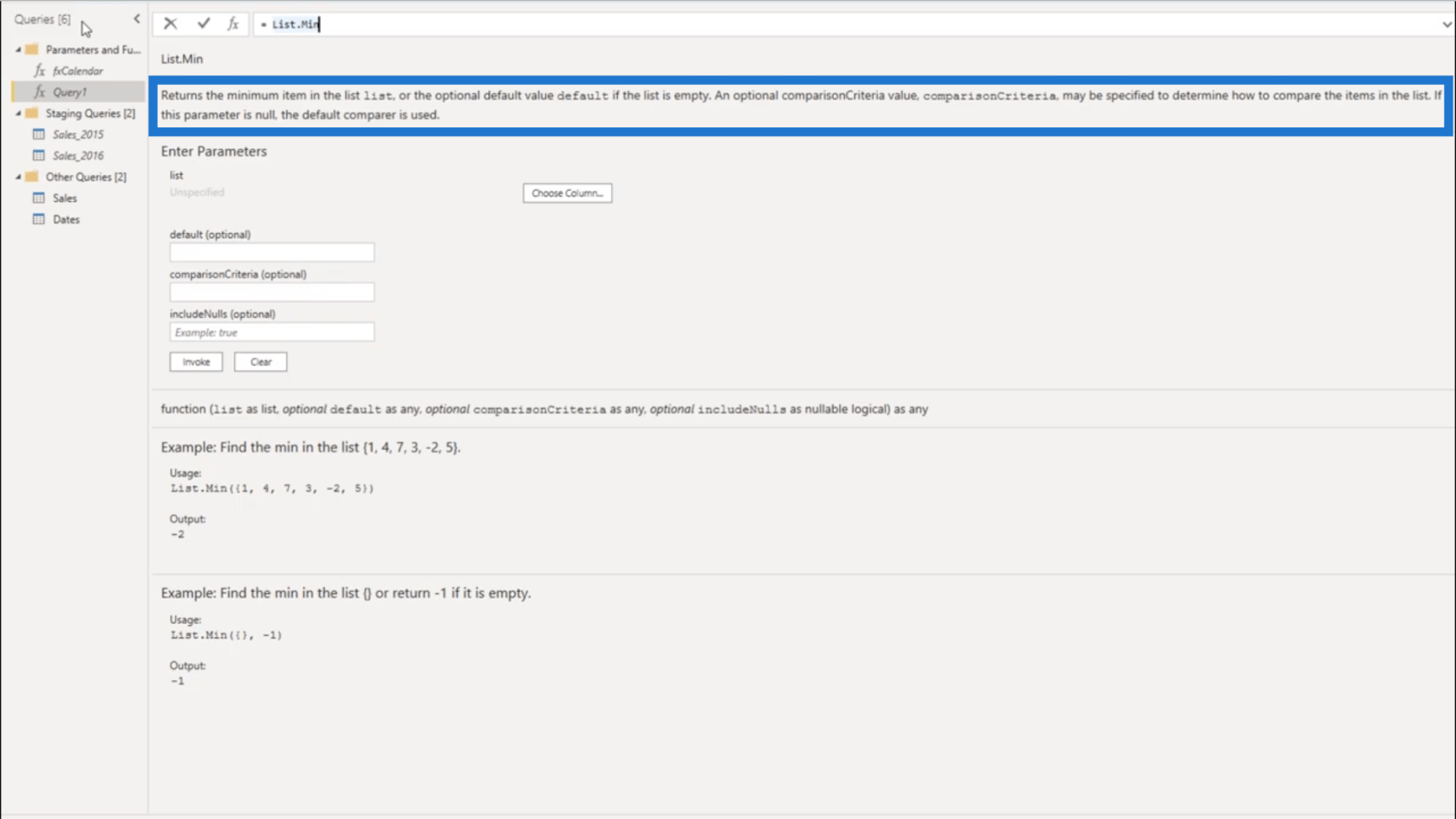 Configuration d'une date de début et d'une date de fin dynamiques pour les tables de dates Power Query