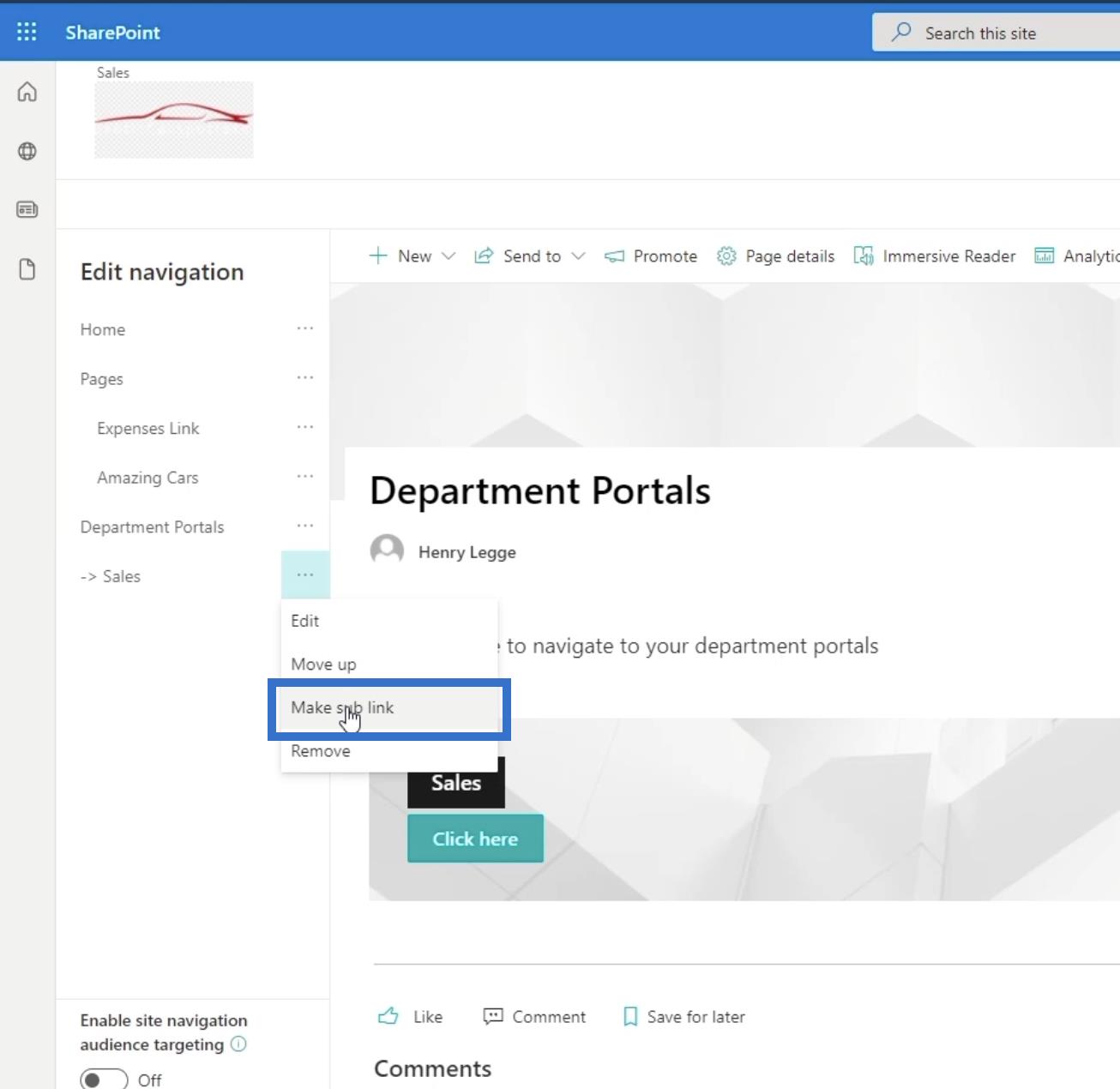 Éléments de navigation du site SharePoint : un aperçu