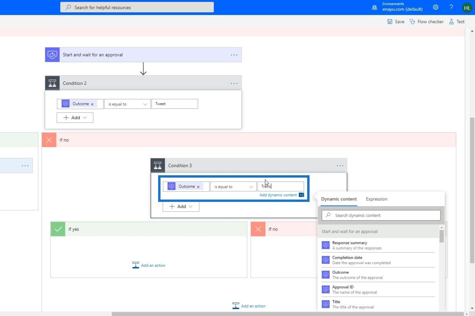 具有多個選項的 Microsoft Flow 批准