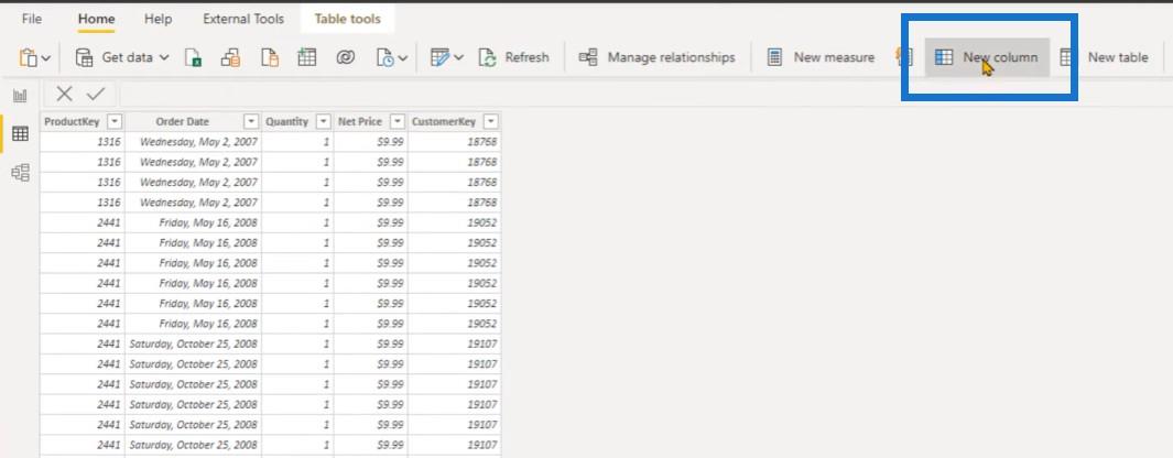 Tables développées dans LuckyTemplates