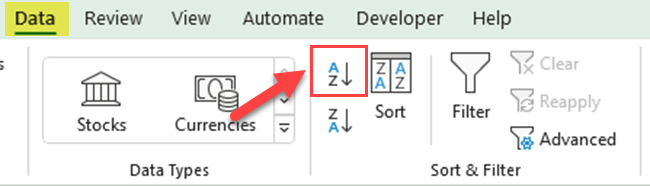 如何在具有多列的 Excel 中按字母順序排序