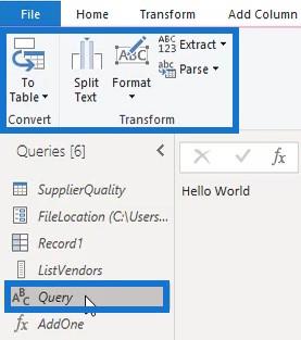 Outils, onglets et interface utilisateur Power Query