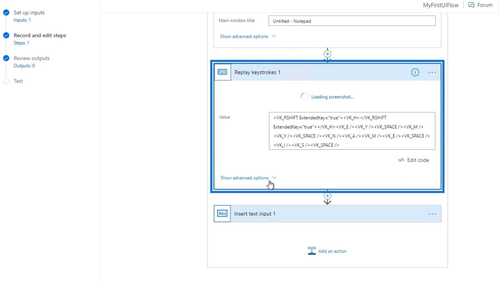 Entrées de flux d'interface utilisateur dans Microsoft Power Automate