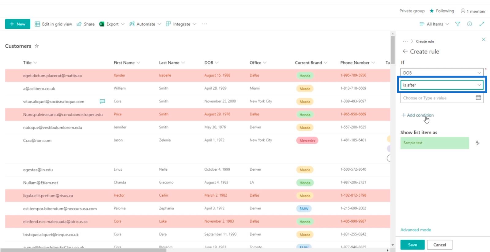 Tutorial de formatare a listei SharePoint