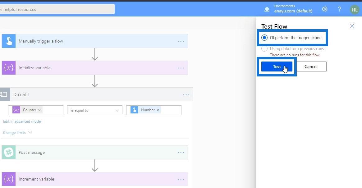 Faire jusqu'au contrôle de boucle dans Power Automate