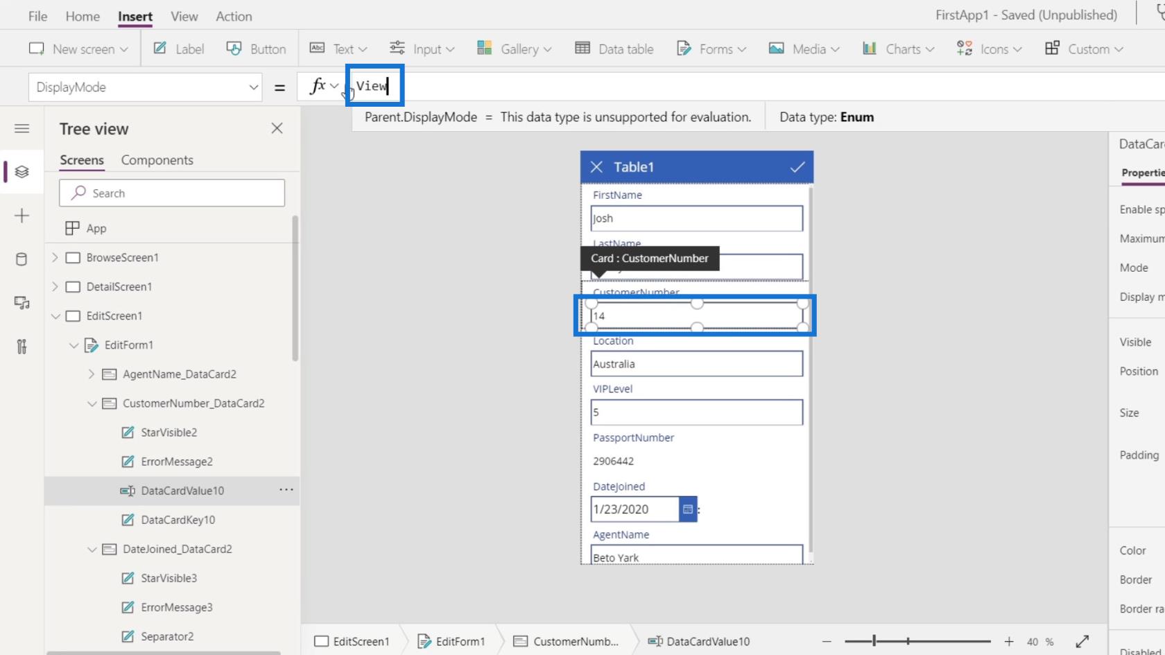 PowerApps 屏幕：編輯和更新