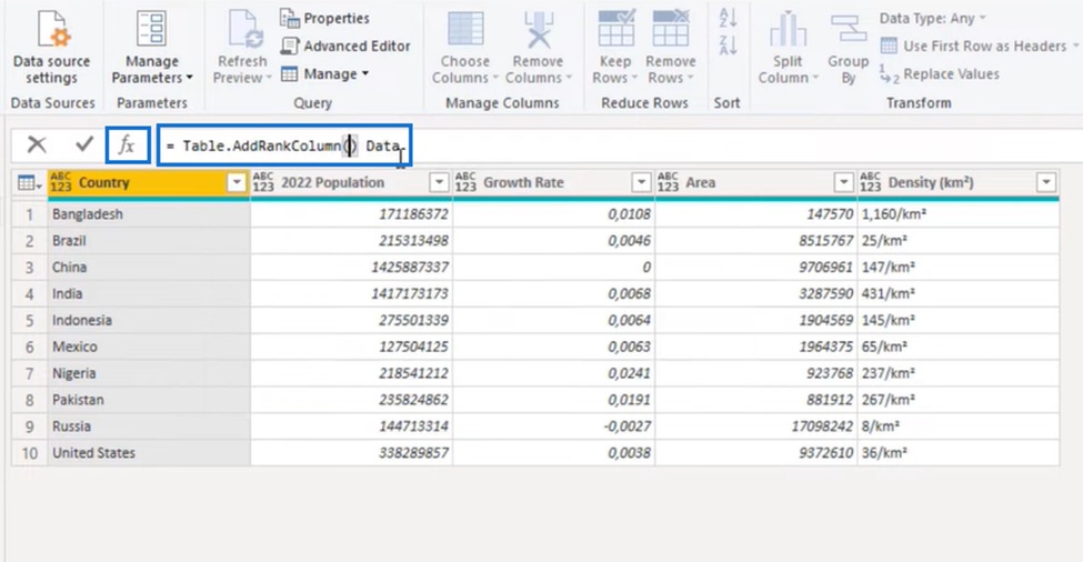 Défi de colonne de transformation Power Query : données empilées dans une table ordonnée