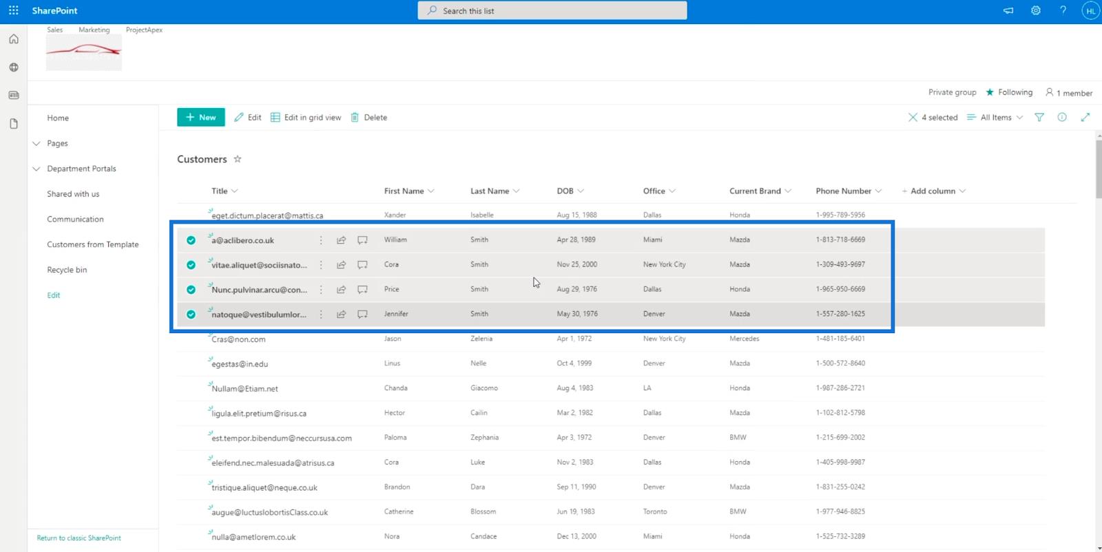 SharePoint 列表項：編輯單個和多個項目