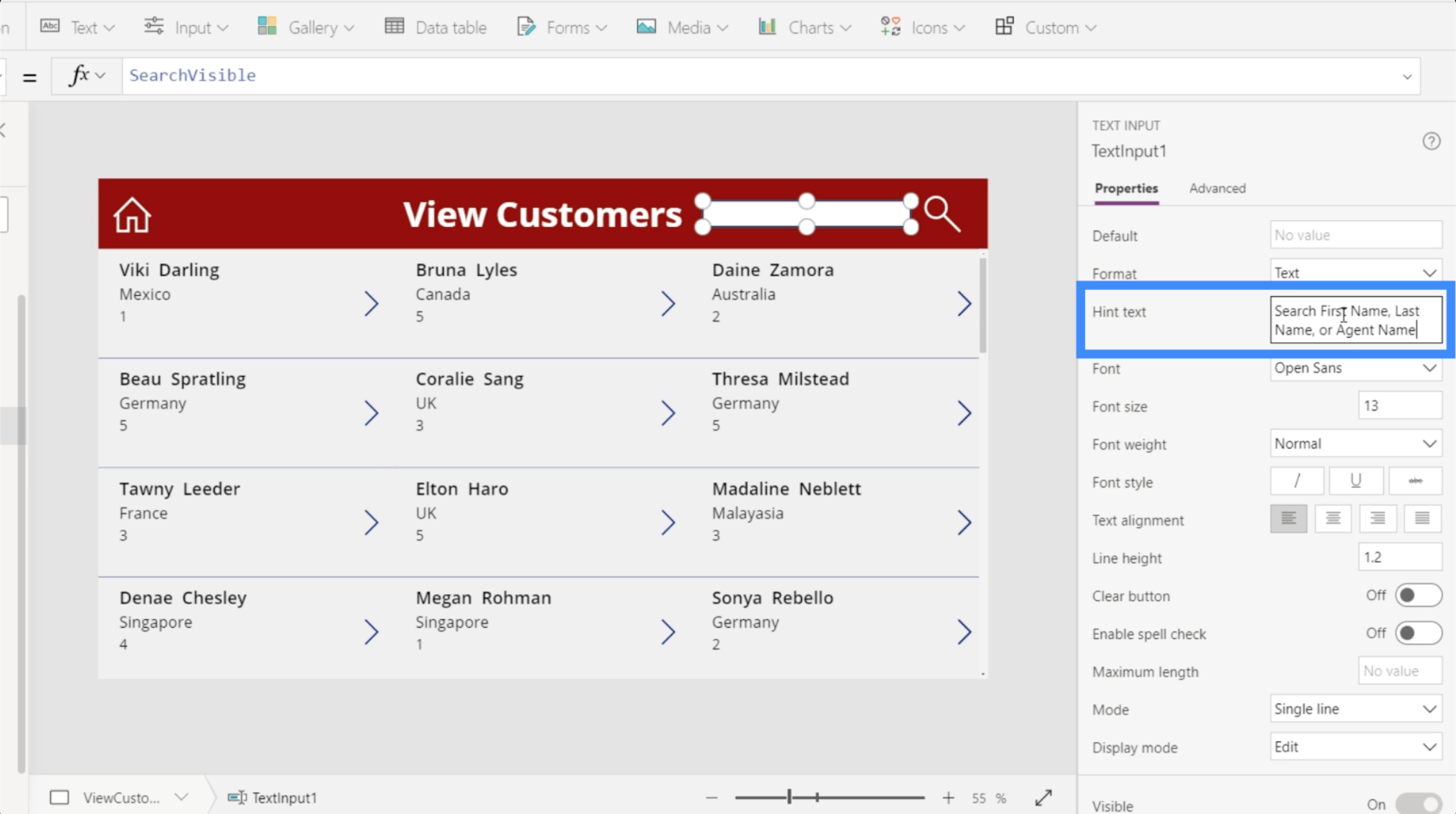 PowerApps 搜索字段：如何添加和自定義