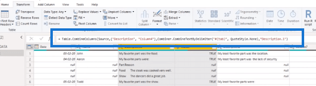 Comment fusionner dynamiquement des colonnes dans une table Power Query