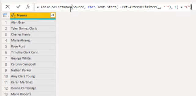 Power Query Filter By A Specific First Letter Or Character教程