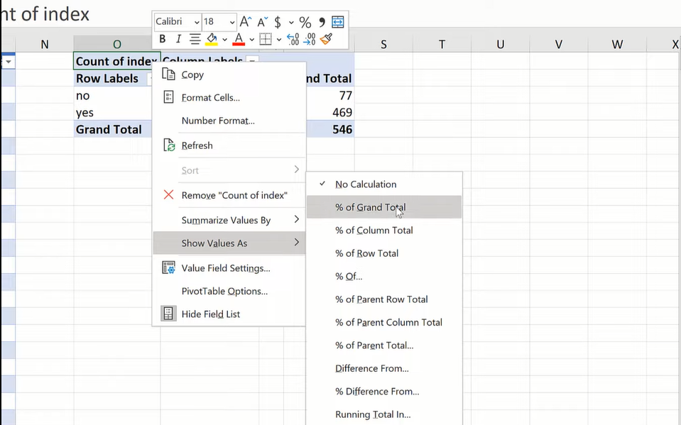 Excel 中的比例和頻率表