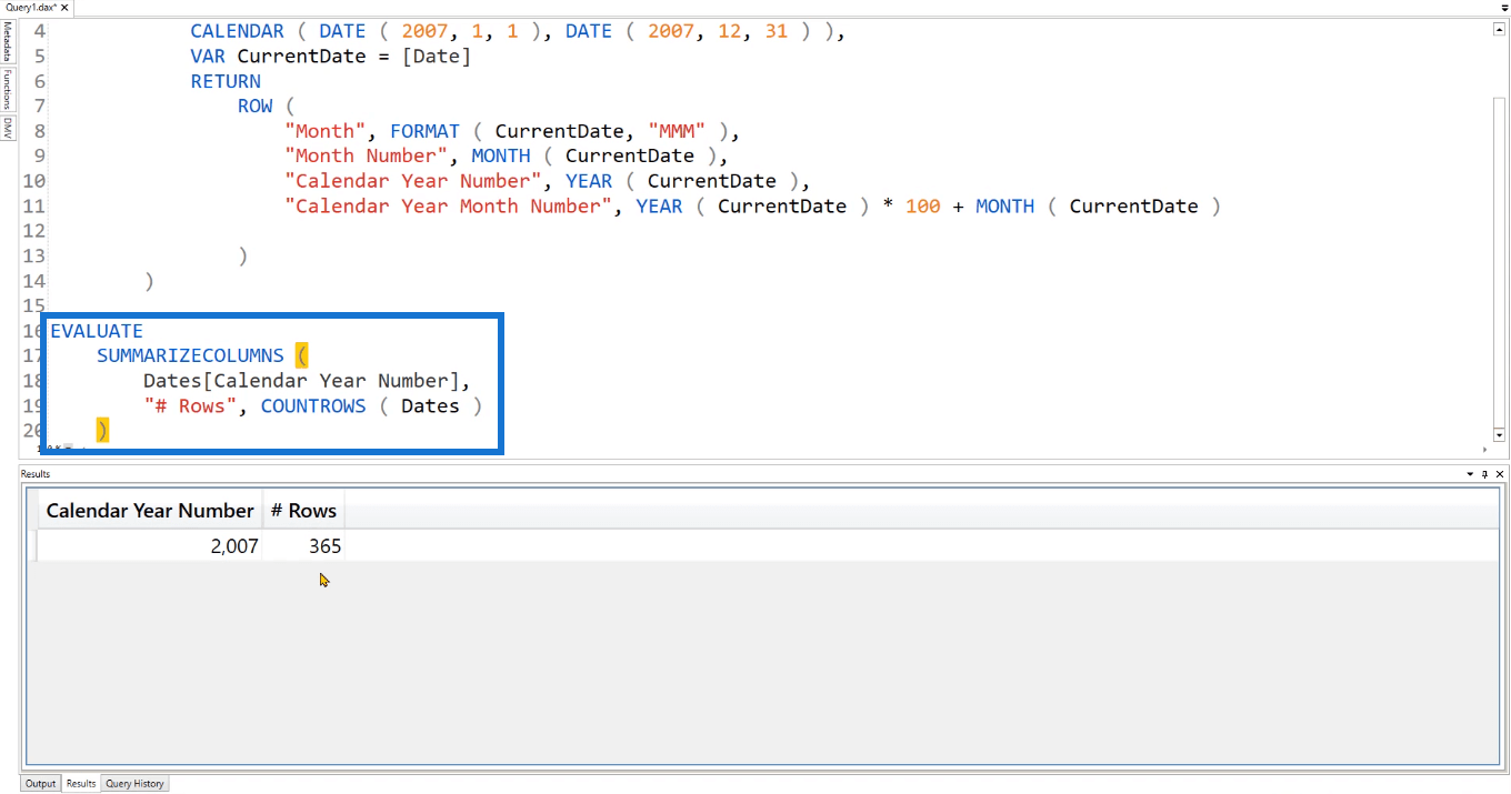 DAX Studio 中的 TABLE 關鍵字：基本示例