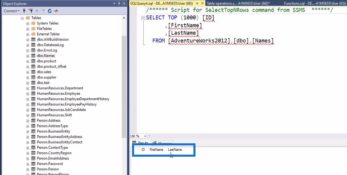 基本 SQL 表操作