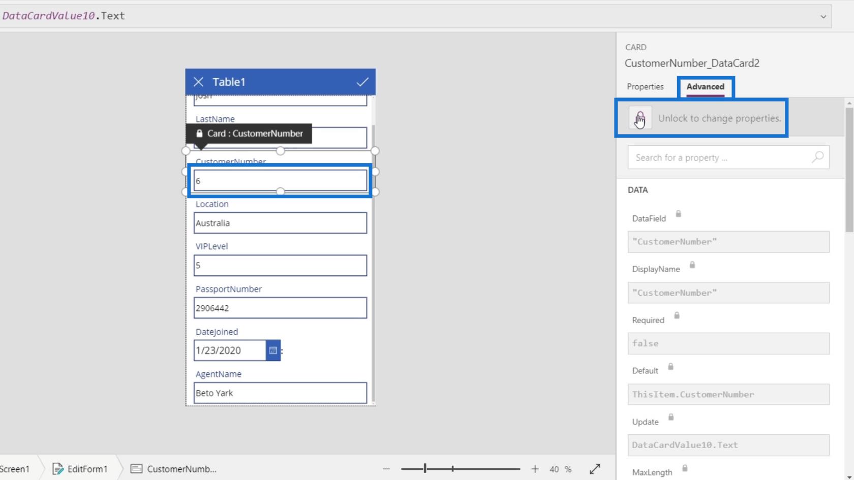 PowerApps 屏幕：編輯和更新