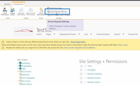 Personnalisation de la demande daccès au site SharePoint