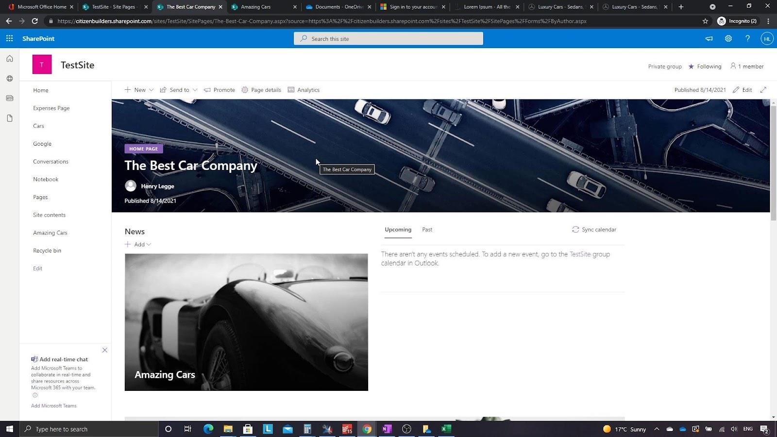 Présentation et création de la page d'accueil SharePoint