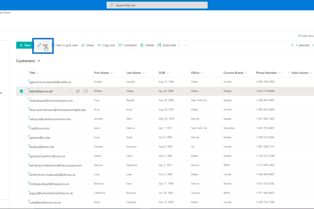 SharePoint 列表項：編輯單個和多個項目