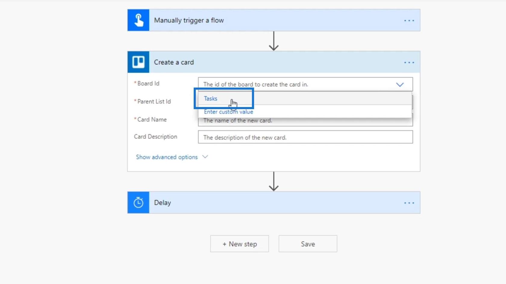 Entradas de fluxo de trabalho no Microsoft Power Automate