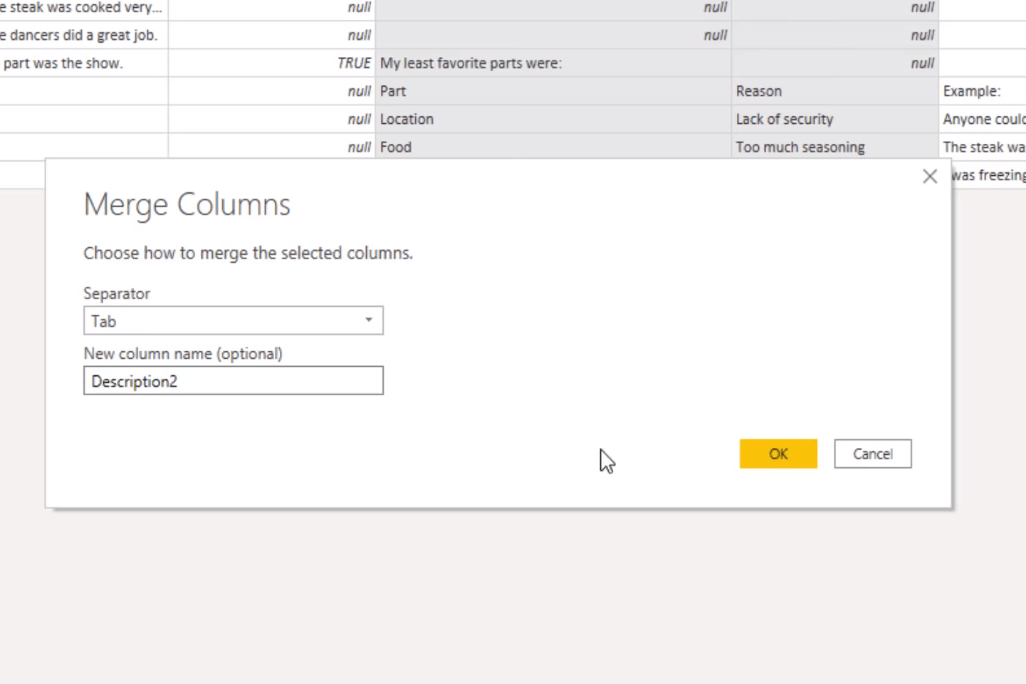 Comment fusionner dynamiquement des colonnes dans une table Power Query