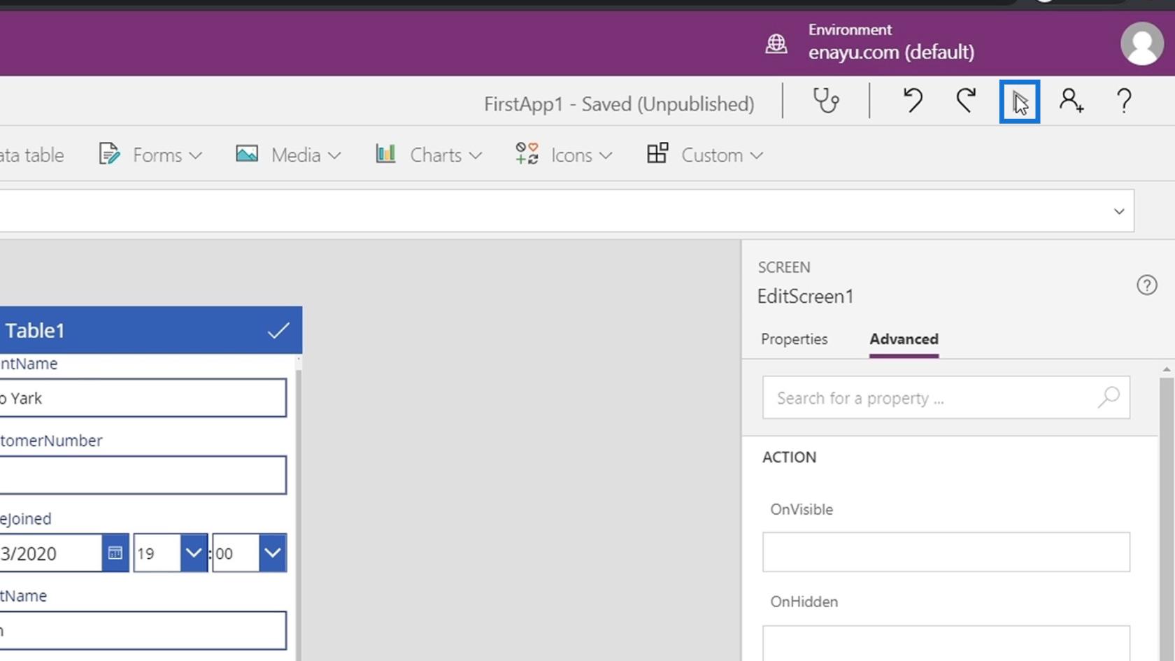 PowerApps 屏幕：編輯和更新