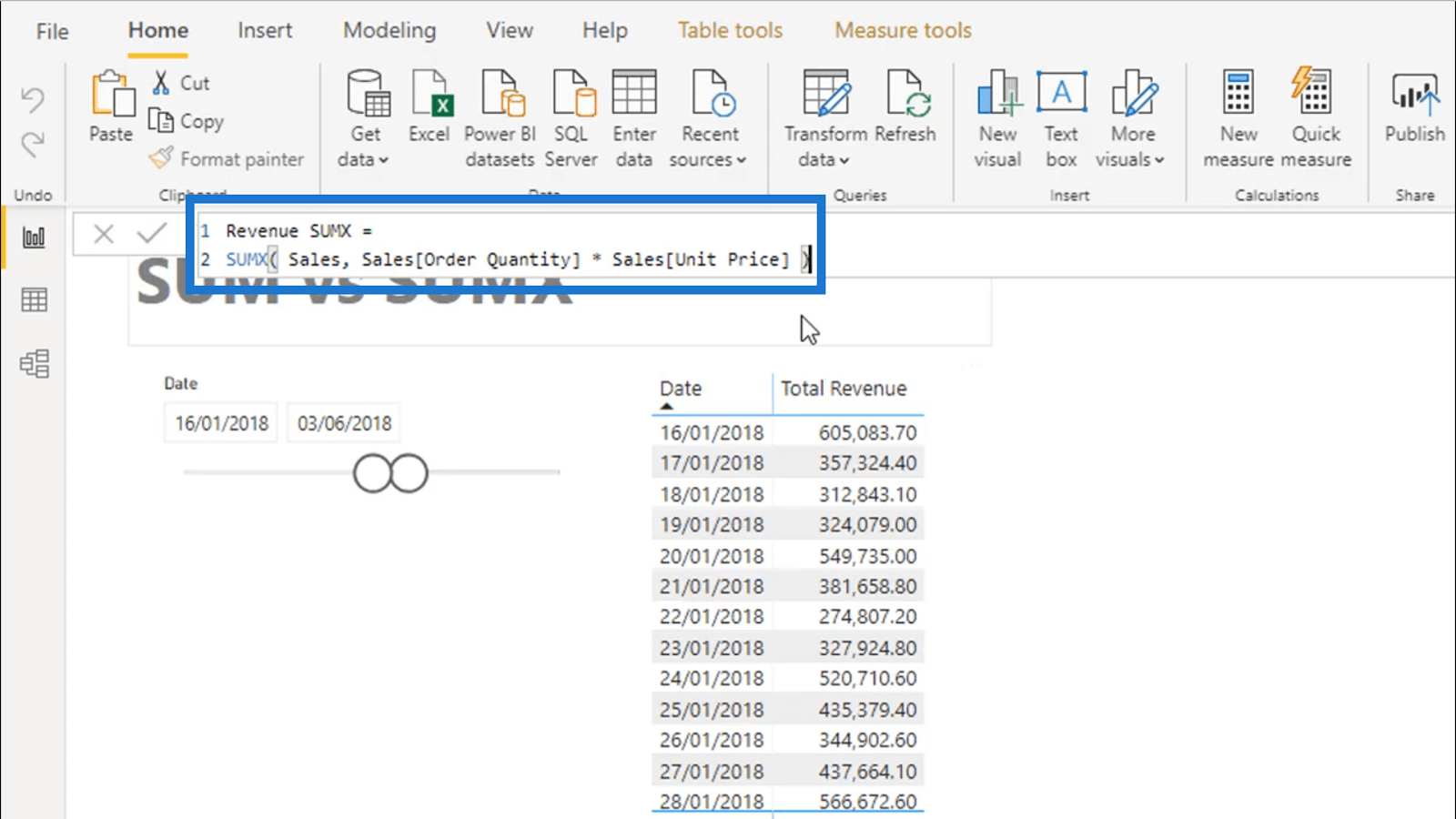 La diferencia entre SUM y SUMX en LuckyTemplates