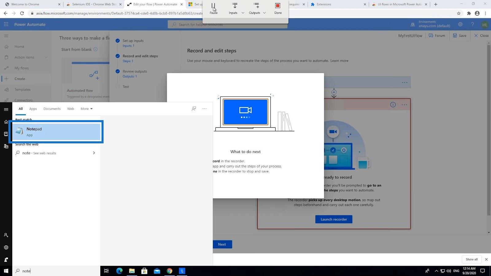 Entrées de flux d'interface utilisateur dans Microsoft Power Automate