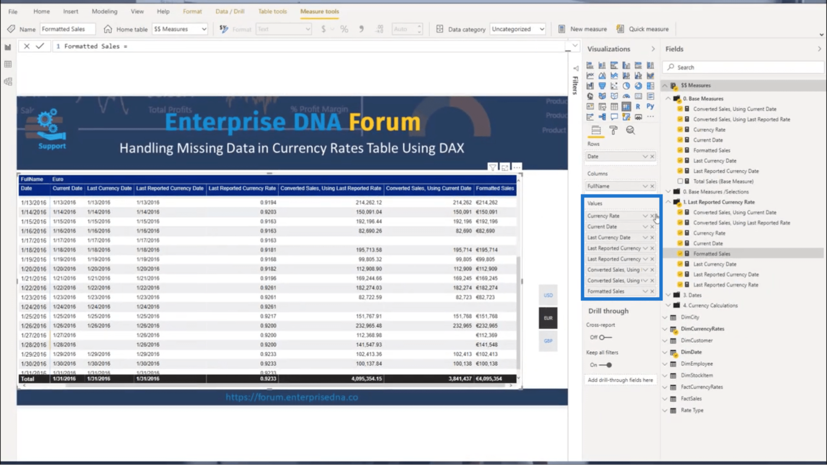 貨幣匯率表——使用 DAX 計算缺失數據