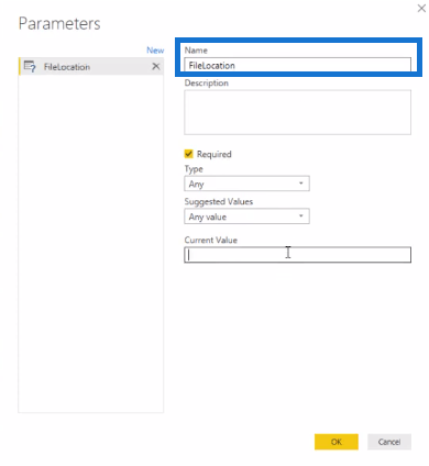 Modification de l'emplacement du fichier à l'aide d'un paramètre de requête dans LuckyTemplates