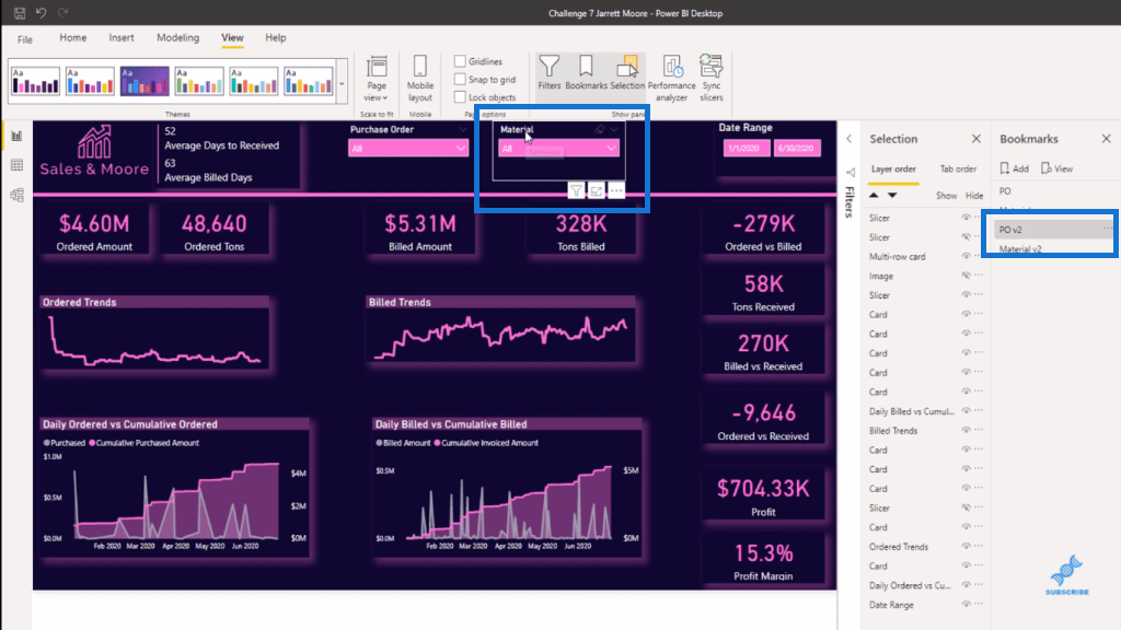 Signets dans LuckyTemplates - Regroupement par page de rapport