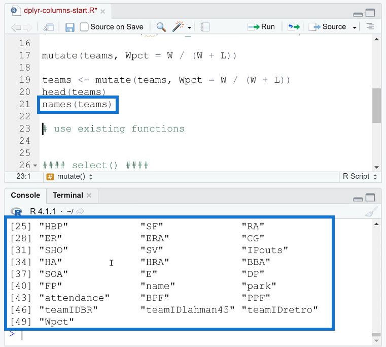 Mit Dplyr Spalten in R hinzufügen, entfernen und umbenennen