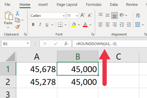 如何在 Excel 中四捨五入到最接近的千位