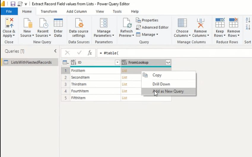 Tutorial Editor Power Query: Ekstrak Nilai Medan Rekod Daripada Senarai