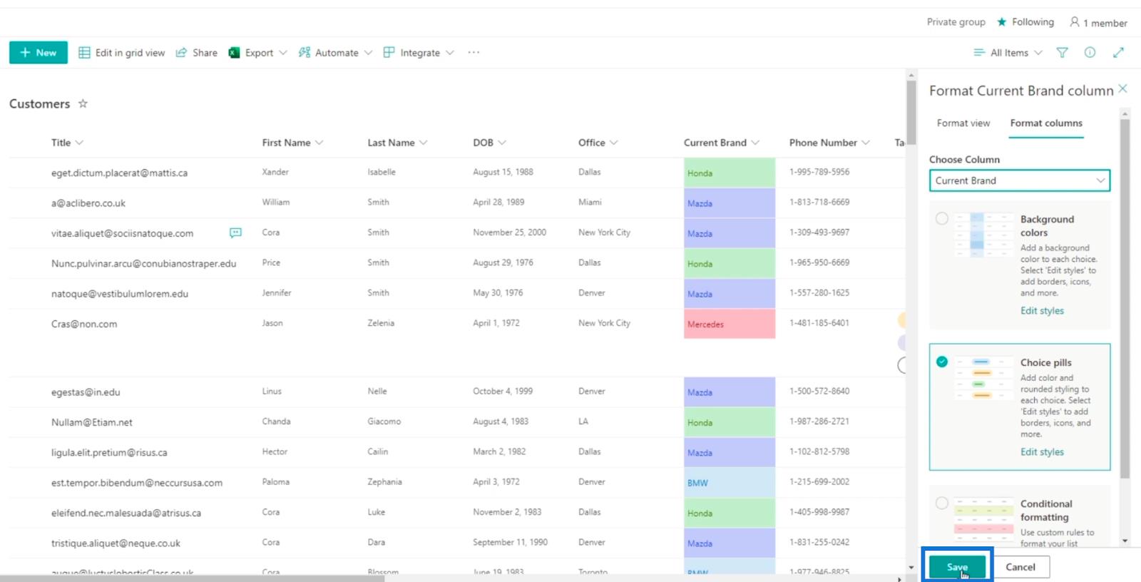 Tutorial de formatare a listei SharePoint