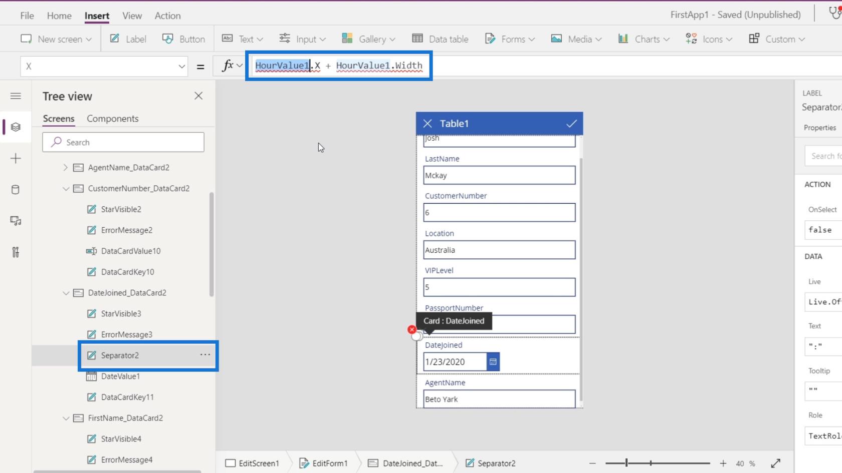 PowerApps 屏幕：編輯和更新