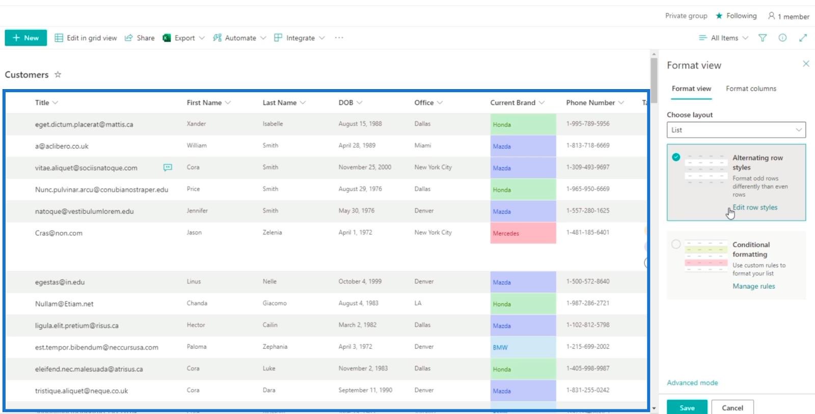 Tutorial de formatare a listei SharePoint