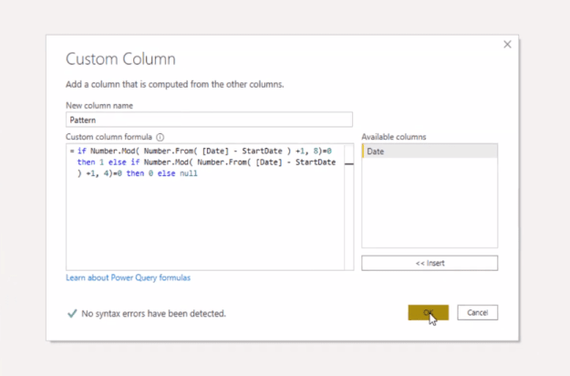 Power Query M : Modèle 0-1 en alternance dans le tableau des dates