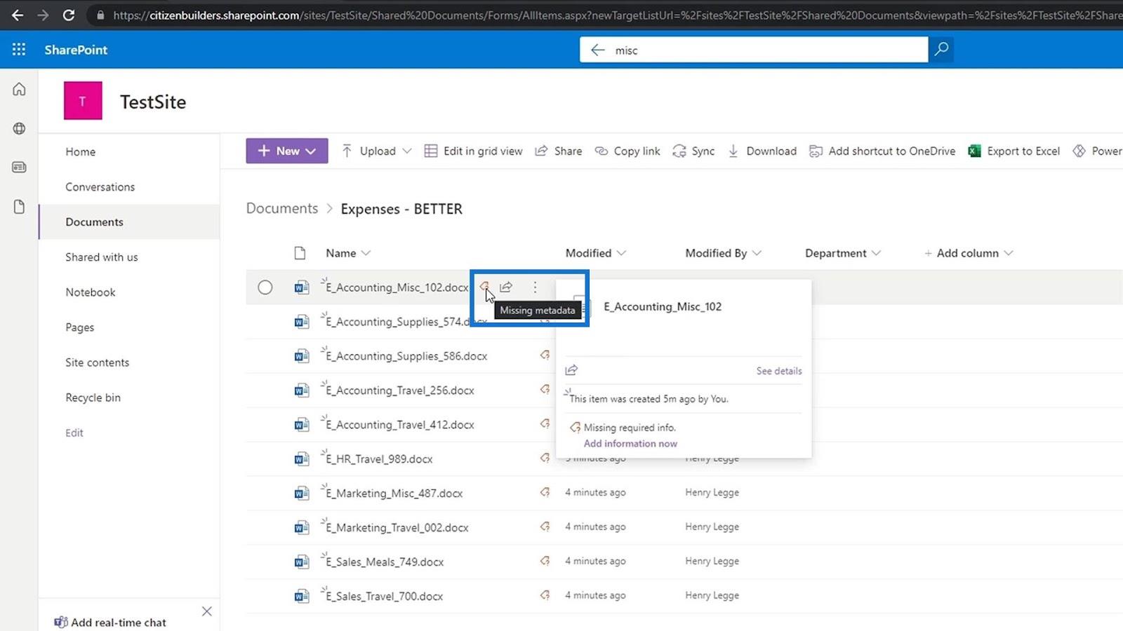 使用列在 SharePoint 中添加元數據