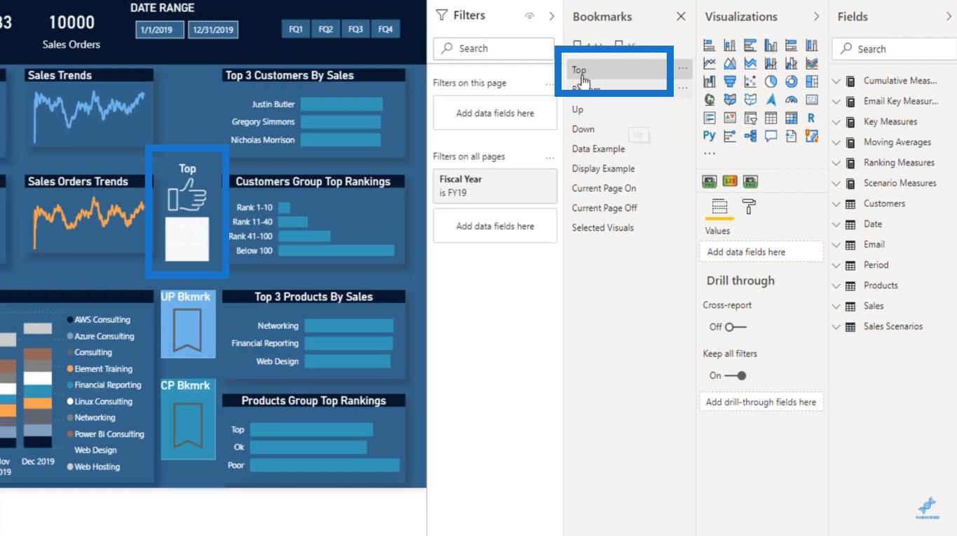 Comment utiliser les options dans un signet dans LuckyTemplates