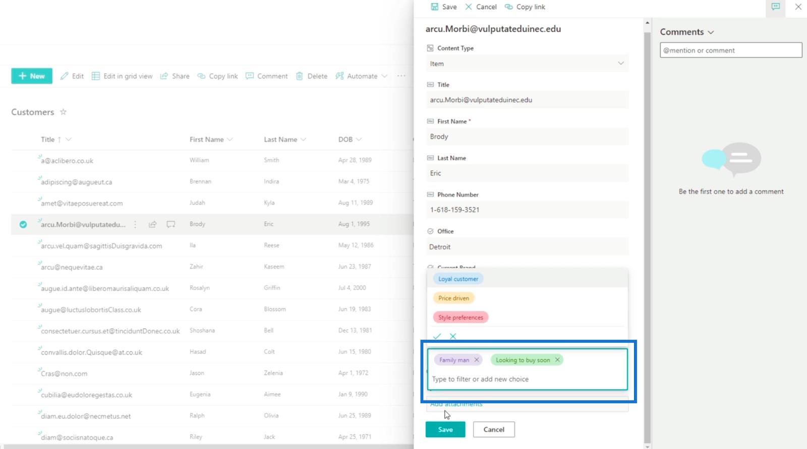 在列表中添加 SharePoint 選擇字段