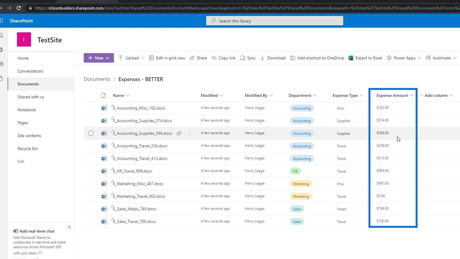 使用列在 SharePoint 中添加元數據