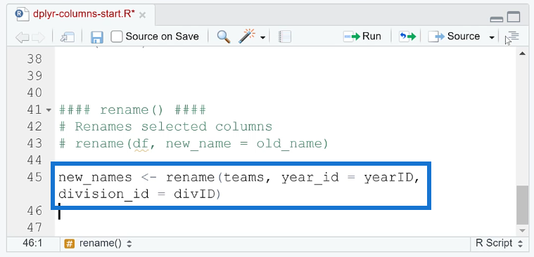 Aggiungi, rimuovi e rinomina colonne in R utilizzando Dplyr