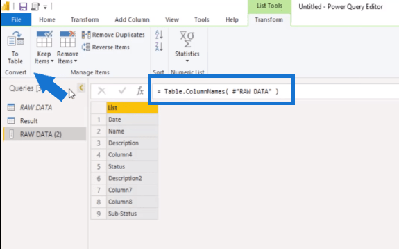 Comment fusionner dynamiquement des colonnes dans une table Power Query