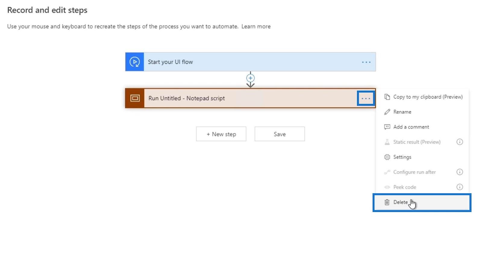 Entrées de flux d'interface utilisateur dans Microsoft Power Automate