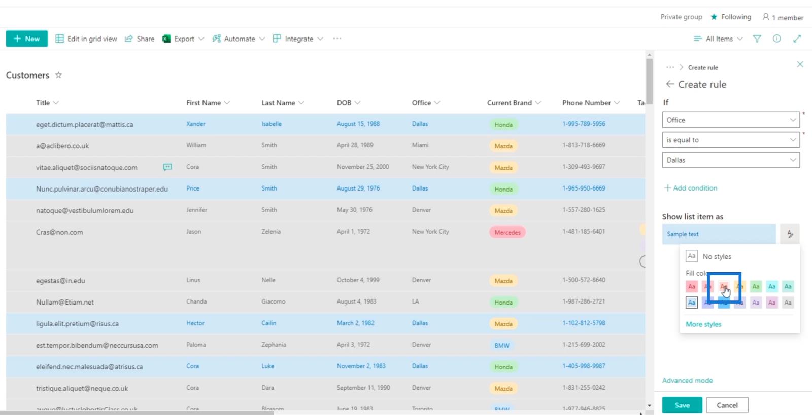 Tutorial de formatare a listei SharePoint