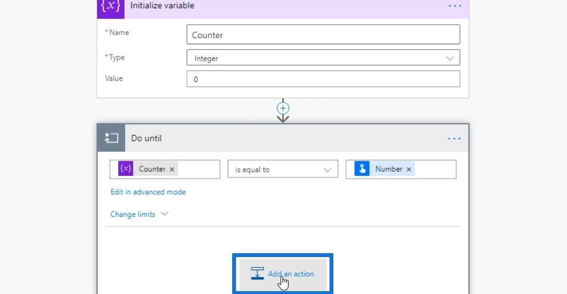 Faire jusqu'au contrôle de boucle dans Power Automate