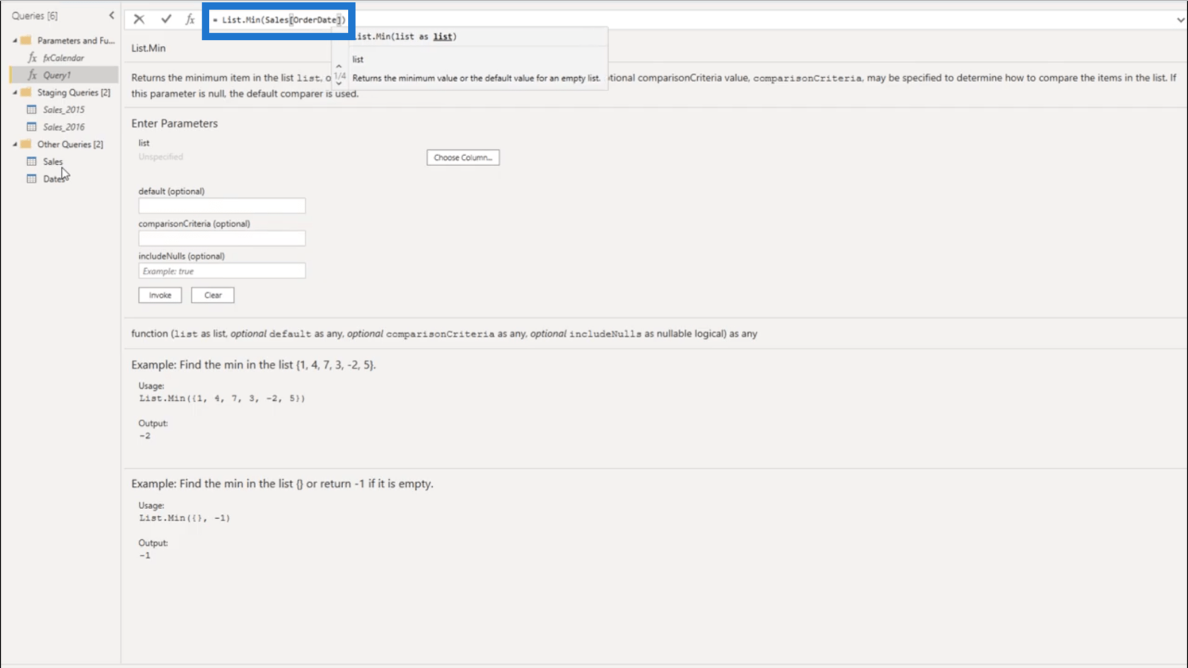 Configuration d'une date de début et d'une date de fin dynamiques pour les tables de dates Power Query