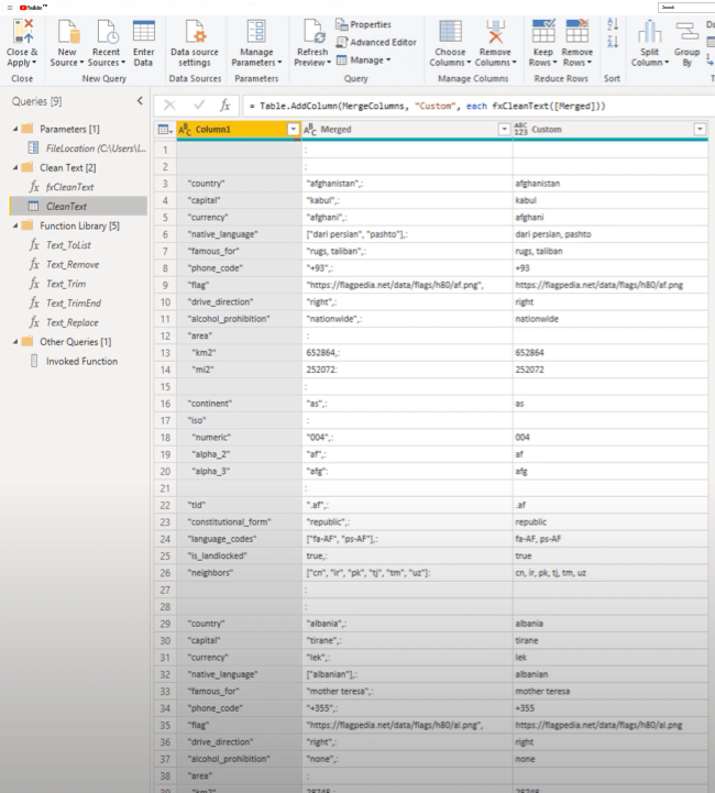 Création d'une fonction de nettoyage de texte personnalisée dans Power Query