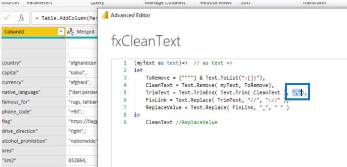 Création d'une fonction de nettoyage de texte personnalisée dans Power Query